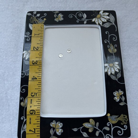 Vera Bradley Picture Frame Ceamic Bird of Paradise Black White Floral 4 x 6 - Picture 11 of 12